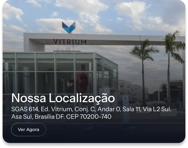 Fachada do Edifício Vitrium, onde fica o IACV, com o endereço na SGAS 614, Asa Sul, Brasília-DF